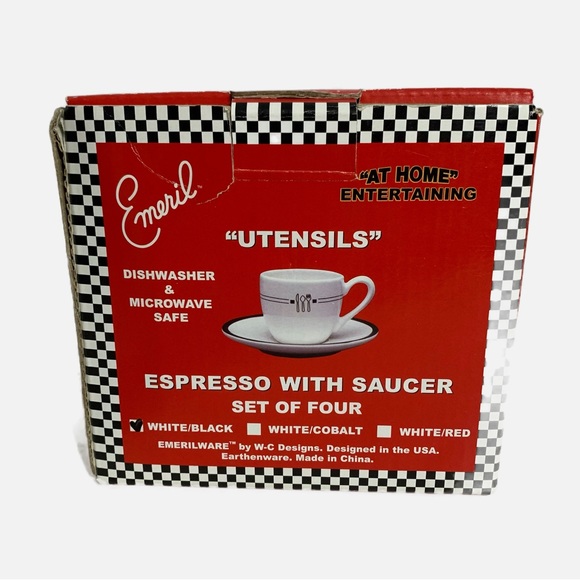 Emeril W. C. Designs Earthenware Utensils Espresso with Saucers ☕️ Set of Four - Picture 3 of 13